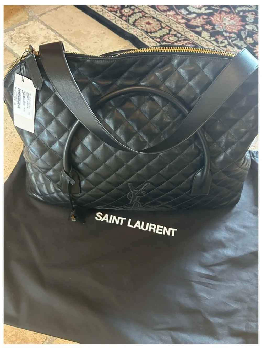 Saint Laurent YSL monogram ES giant Black Quilted Leather travel bag made Italy
